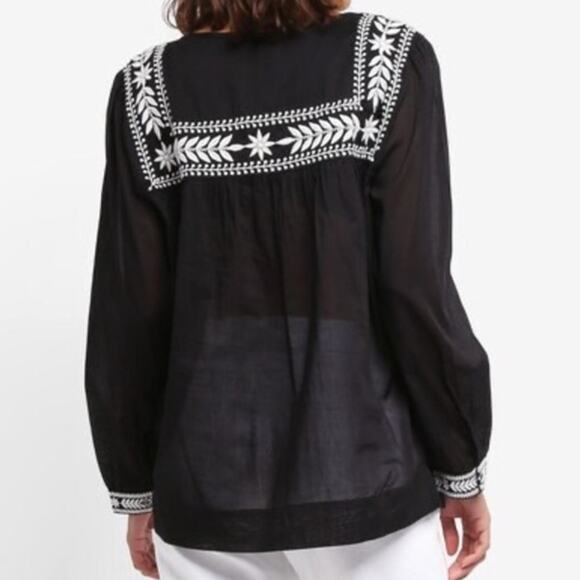 J. Crew Voile Embroidered Black with White Blouse Size S - Picture 3 of 11